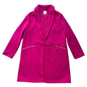 NWOT Joie Fuchsia Pink Open Front Lighter Medium Weight Comfortable Coat Size L